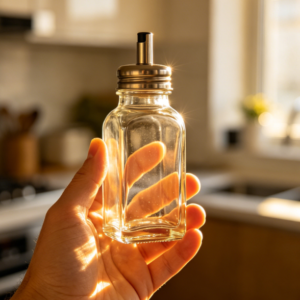 Square Stainless Steel Lid Glass Seasoning Oil Bottle